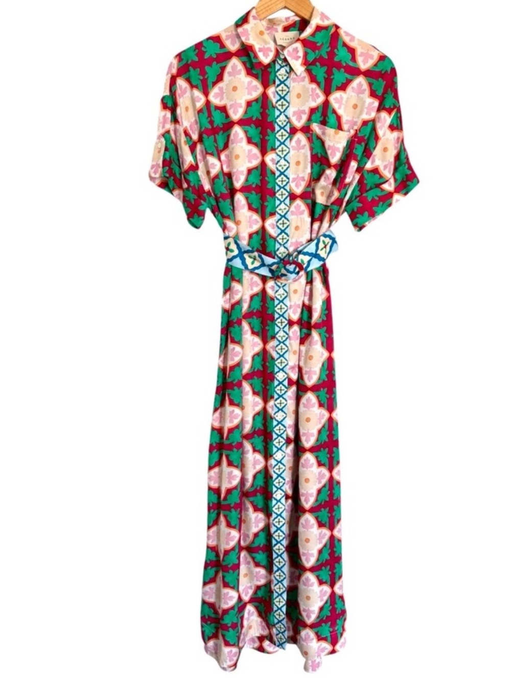 Sézane Dora Dress in tile pattern, size: XS | US 2, NWT
